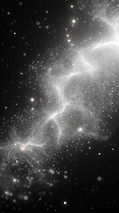 Poster - Abstract White Polygon Mesh with Glowing Dots and Thin Lines on Black Background