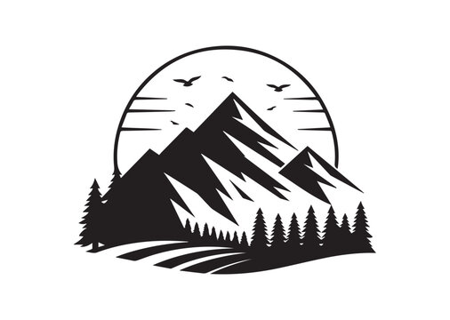 Mountain Ridge of Silhouette black vector Illustration
