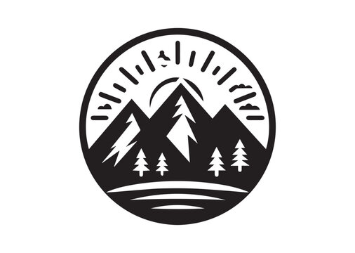 Mountain Ridge of Silhouette black vector Illustration