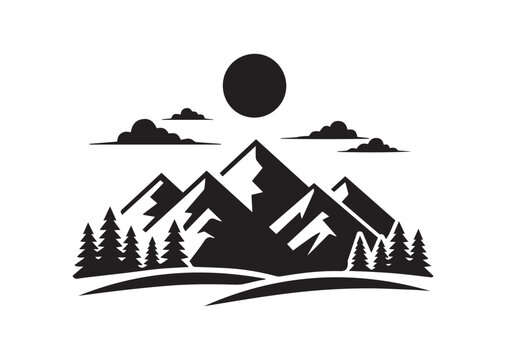 Mountain Ridge of Silhouette black vector Illustration