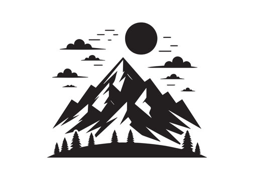 Mountain Ridge of Silhouette black vector Illustration