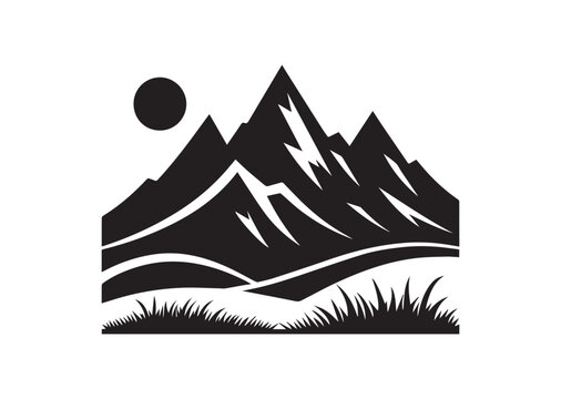 Mountain Ridge of Silhouette black vector Illustration
