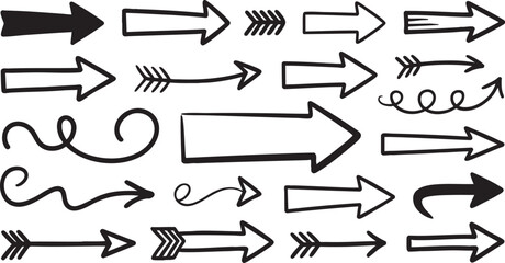 Poster - Hand-Drawn Arrow Collection: Diverse Directional Elements - Sketchy Arrows, Pointing Arrows, and Decorative Arrows for Graphic Design and Creative Projects