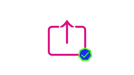 Poster - Simple outline of a pink upload icon with a white background and rounded corners representing sharing data