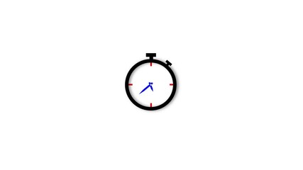 Fototapete - Minimalist animated stopwatch timer for time and speed concepts on white background. Clock icon shows time and schedule. Icon represents timing, deadlines, and punctuality in digital design.