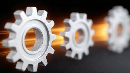 Poster - Mechanical Gears in Focus: A macro perspective of sleek, metallic gears, harmoniously aligned, symbolizing the intricate interplay of industry, with a captivating focus on precision.