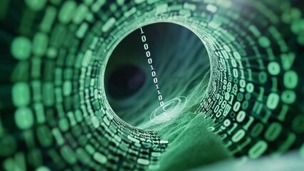 Aufkleber - Digital Data Tunnel: A captivating digital tunnel formed by binary code surges, creating a sense of fast paced technological innovation. The imagery emphasizes data flow.