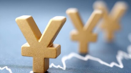 Aufkleber - Currency Ascent: Yen symbols artfully arranged on a financial backdrop, representing currency growth. Capturing the essence of financial concepts. 