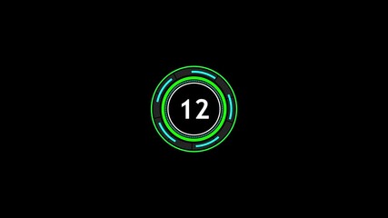 Fototapete - Animated digital countdown graphic number fourteen on black background