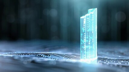 Aufkleber - Digital data in innovation: An artistic presentation of the concept of data, technology and innovation. The image uses light, glow, and bokeh effects for aesthetics and a modern feel. 