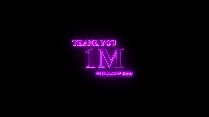 Poster - Neon sign displays thank you message for one million followers celebration