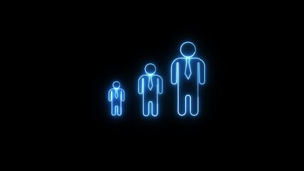 Poster - Abstract animation of three glowing business figures on a black background