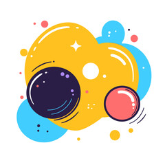Poster - Abstract Composition of Overlapping Geometric Shapes with Bold Colors and Graphic Elements