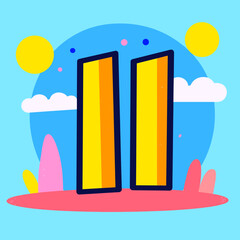 Poster - Bright Yellow and Orange Abstract Towers Under a Blue Sky