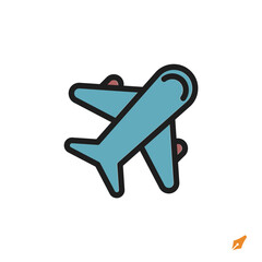 Poster - plane icon is designed in a visually appealing and easily recognizable style. It’s suitable for various visual needs such as apps, presentations, digital media, or other graphic design projects.