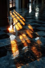 Poster - Backlit Floor Texture With Low Spotlight Effect