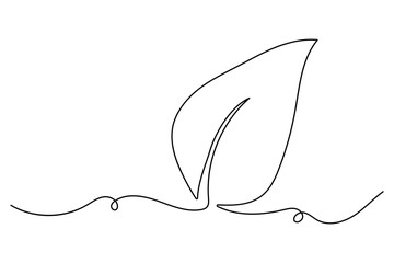Poster - Leaf symbol continuous one line drawing vector minimalist outline art illustration on white background
