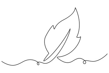 Poster - Leaf symbol continuous one line drawing vector minimalist outline art illustration on white background
