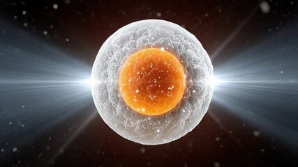 Poster - Microscopic Marvel: A stunning macro shot reveals the intricate beauty of a single cell, its nucleus glowing with inner light, as if a universe unto itself. A perfect blend of science and art.