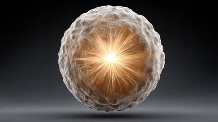 Poster - Cellular Brilliance:  An up-close look at a glowing cellular form, radiating light and intricate details, showcasing the wonders of microscopic life and biological processes.