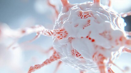 Poster - Microscopic Neural Cell: A detailed macro shot of a neural cell, showcasing intricate structures and delicate formations.