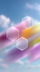 Poster - Three Glass Hexagons on Soft Pastel Gradient Background
