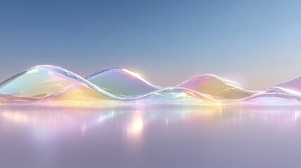 Fototapete - Futuristic Holographic Wave Background with Pastel Colors