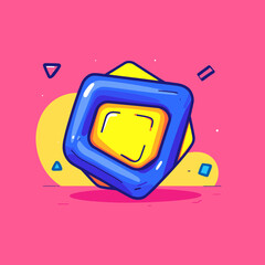 Poster - Layered Geometric Shapes with Vibrant Colors and Playful Design Elements.