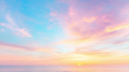 Poster - Vibrant Sky Symphony: A breathtaking sky paints a stunning scene, with a mesmerizing blend of blue, pink, and gold hues, capturing a serene sunset over the horizon. 