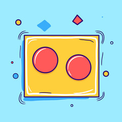 Poster - Stylized Yellow Rectangle with Two Red Circles and Geometric Shapes