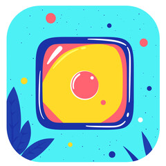 Poster - Vibrant Abstract Square with Nested Circles and Leaves