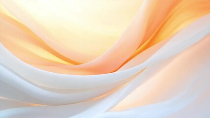 Poster - Silk Drape in Warm Light: Luxurious silk fabric in shades of ivory and peach creates elegant folds and curves, illuminated by soft, warm light.