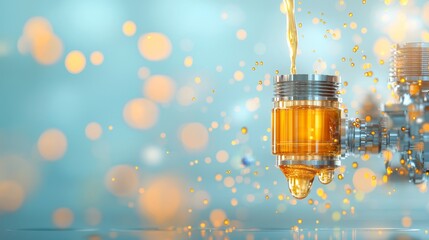Poster - Industrial oil extraction process factory digital art vibrant environment close-up innovation in manufacturing