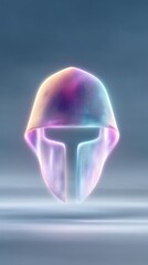Poster - Glowing Neon Helmet Digital Art Abstract Cyberpunk