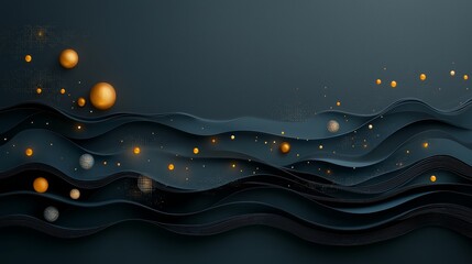 Poster - Dynamic waves of gold and blue light abstract graphic design digital art modern aesthetics top view visual flow concepts