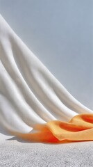 Poster - White and Orange Fabric Drape on Neutral Background