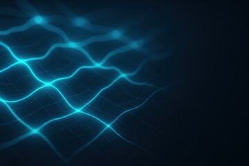 Poster - Abstract blue glowing lines on dark background representing digital connectivity and technology
