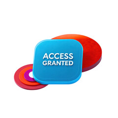 Poster - Blue square with access granted text 3d isolated on transparent background