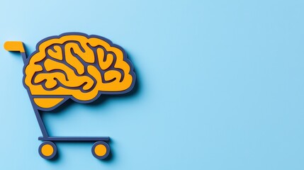 Poster - Creative Concept of Shopping Cart with Brain Symbolizing Smart Consumer Choices and Innovative Marketing Strategies