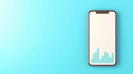 Poster - Modern Smartphone Displaying Minimalistic Graph on a Soft Blue Background for Business and Technology Concepts