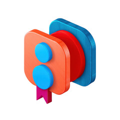 Poster - Abstract 3d icon resembling a semicolon with a ribbon award isolated on transparent background