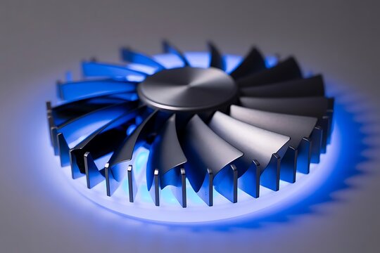 Blue illuminated graphics card cooler fan technology