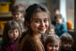© AI PIONEER STUDIO - Close-Up of Smiling Girl Surrounded by Happy Children