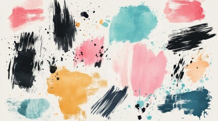 Poster - Dynamic abstract paintbrush stroke collection art studio digital artwork creative space close-up view colorful exploration for modern aesthetics