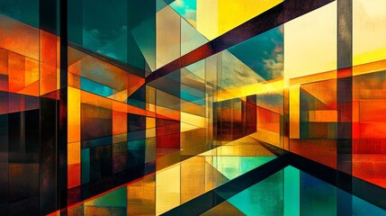 Poster - Innovative abstract visualization of corporate identity urban environment digital art corporate space creative perspective