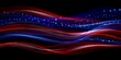 © LoLArt - Dynamic abstract illustration of the American flag in motion, featuring flowing red, white, and blue waves on a dark background