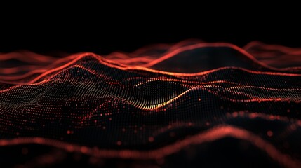 Fototapete - Illuminated data waves dark cyberspace digital art virtual environment abstract viewpoint high-tech concept