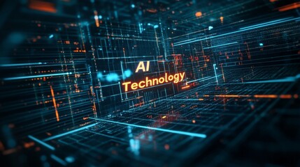 Fototapete - Exploring a dark futuristic tech landscape ai technology in a cybernetic environment from a dystopian viewpoint