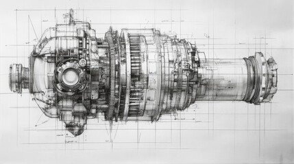 Poster - Creating a comprehensive mechanical part engineering drawing industrial workshop technical illustration detailed perspective mechanical design