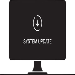 Poster - Black screen displaying system update message with a download arrow on a white background
